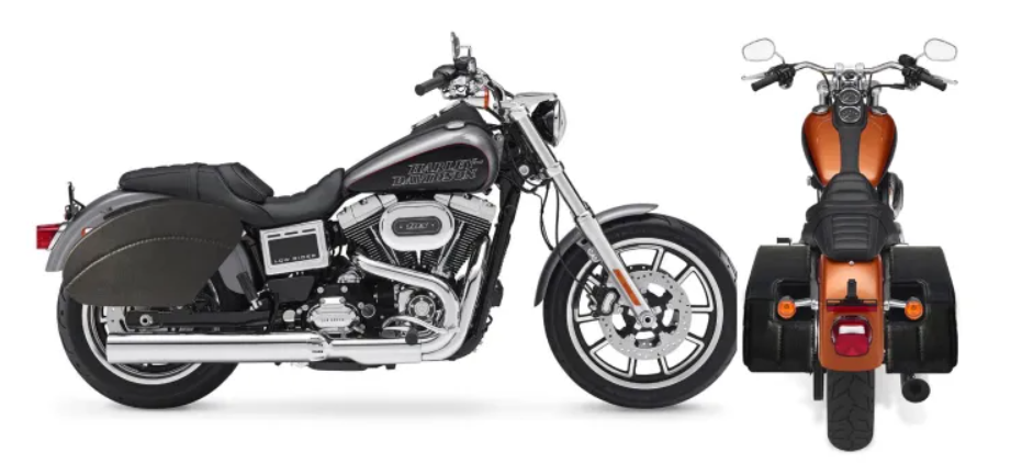 1045TD- SADDLELINE HARLEY-DAVIDSON DYNA LOW RIDER FXDL Tear Drop SADDLEBAGS WITH QUICK DETACHABLE MOUNTS.