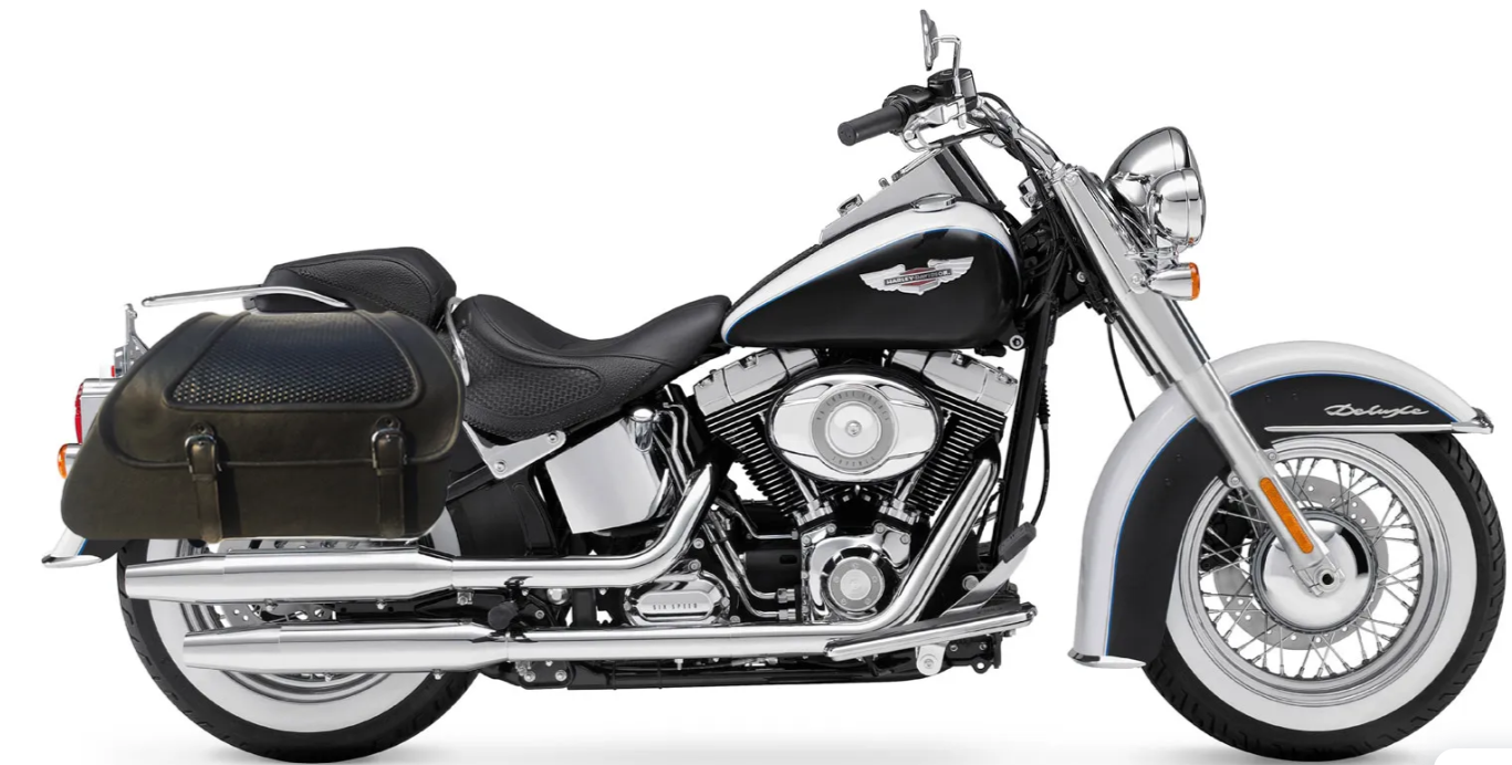 423F- Saddleline Harley-Davidson Softail Deluxe FLSTN Saddlebags With Quick Detaching Mounting.