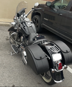 424F-Saddleline Harley-Davidson Softail Deluxe FLSTN Saddlebags With Quick Mounting.