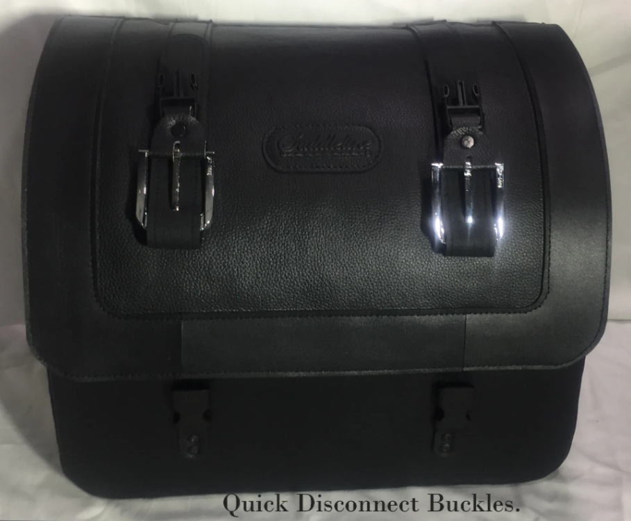 401F- Saddleline Harley-Davidson Softail Fatbob FXFB / FXFBS Saddlebags with Quick Mounts. - Image 5