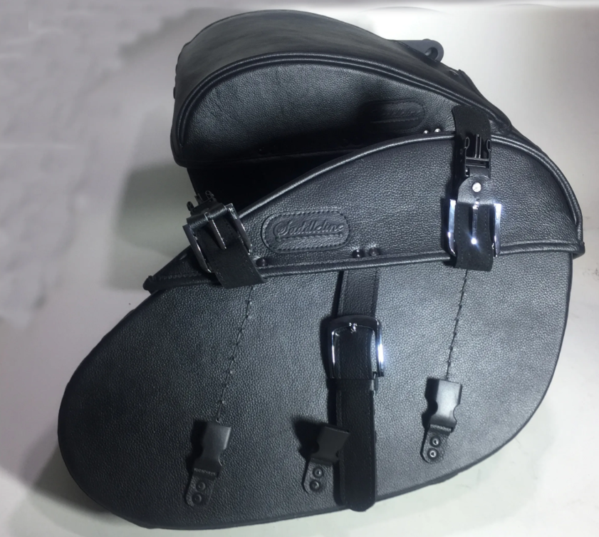 403F3- Saddleline Harley-Davidson Softail Fatbob FXFB / FXFBS Saddlebags with Quick Mounts. - Image 3