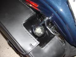 Alternative view of TD100F- Saddleline Harley-Davidson Dyna FXDC saddlebags with complete Hard Mount mounts.