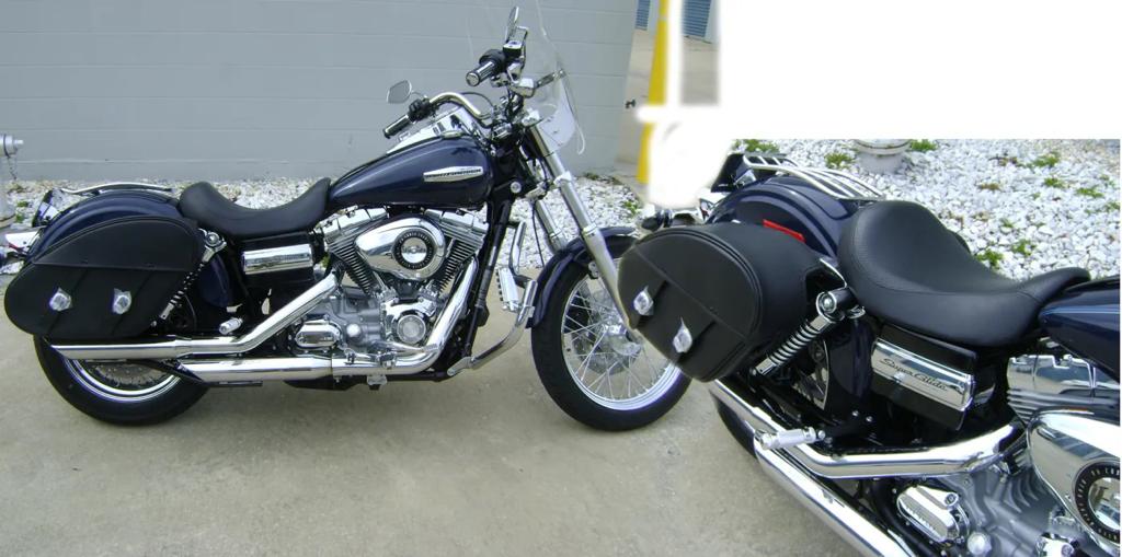 TD100F- Saddleline Harley-Davidson Dyna FXDC saddlebags with complete Hard Mount mounts.