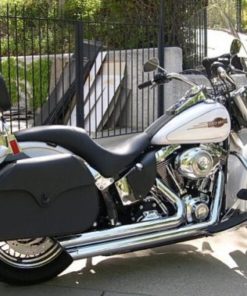 706L- Saddleline Harley Davidson FLSTC Softail Heritage Classic Hard body leather saddlebags With Mounting.