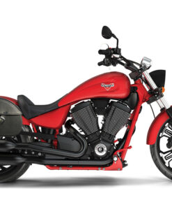 2001F- Saddleline Victory Vegas Leather Full Hard body Saddlebags With Quick Detaching Mounting Brackets. ( fitment to all years )