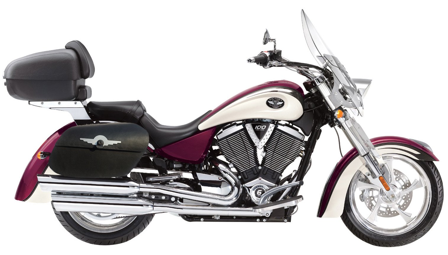 2008L- Saddleline Victory Kingpin and Boardwalk Saddlebags With Quick Detaching Mounting Brackets. ( Fitment all years )