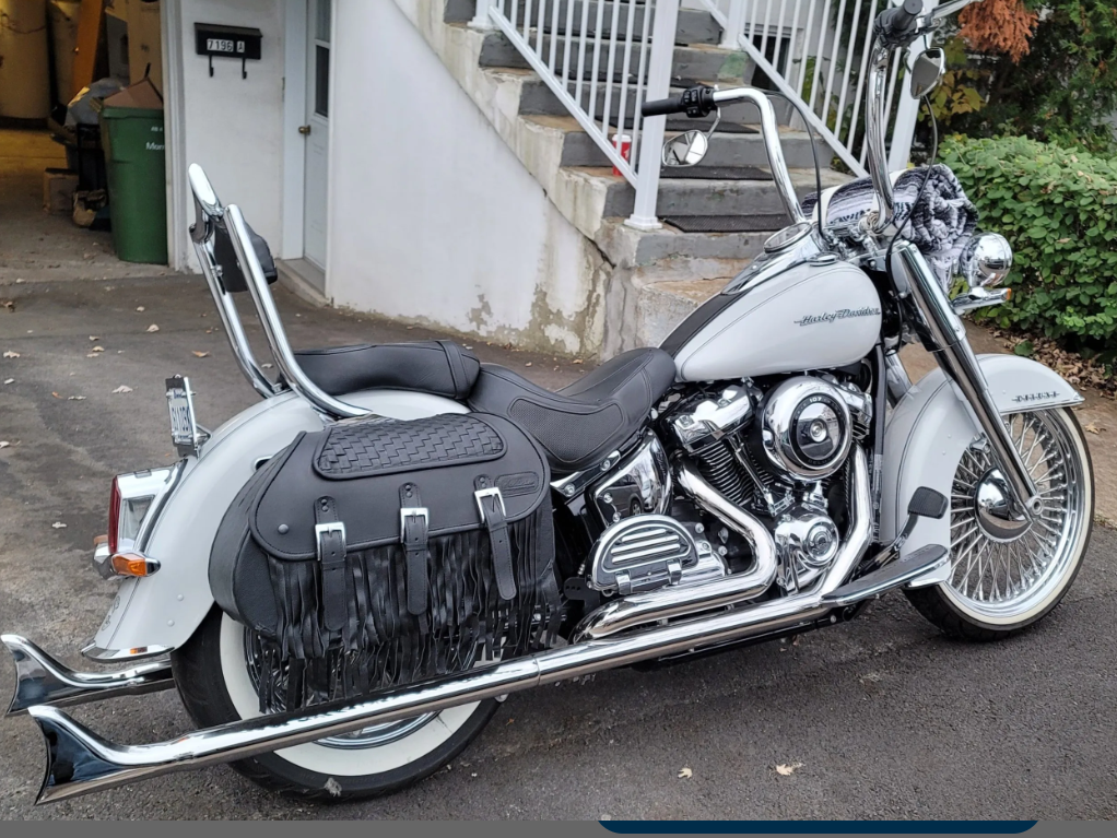 429F2-Saddleline Harley-Davidson Softail Deluxe FLD & FLDE Saddlebags With Quick Mounting. - Image 9