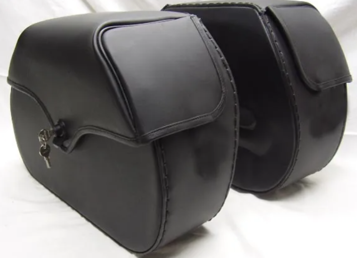 706L- Saddleline Harley Davidson FLSTC Softail Heritage Classic Hard body leather saddlebags With Mounting. - Image 3