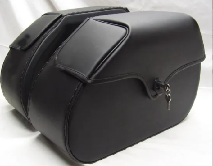 706L- Saddleline Harley Davidson FLSTC Softail Heritage Classic Hard body leather saddlebags With Mounting. - Image 4