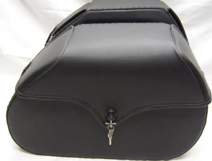 706L- Saddleline Harley Davidson FLSTC Softail Heritage Classic Hard body leather saddlebags With Mounting. - Image 5