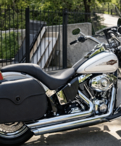 706L- Saddleline Harley Davidson FLSTC Softail Heritage Classic Hard body leather saddlebags With Mounting.