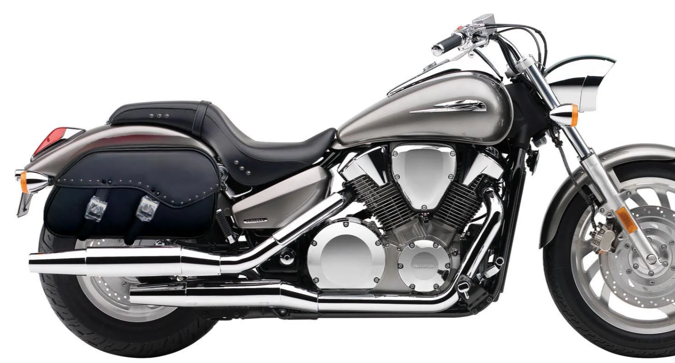 1202-HONDA VTX 1300C STUDDED saddlebags by saddleline with complete quick detachable mounting hardware (included).