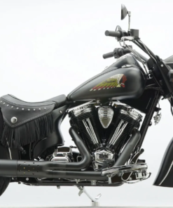 503B3TDPF-Saddleline Indian Chief Saddlebags in Leather & Hard Body With Quick detach mounting Brackets.