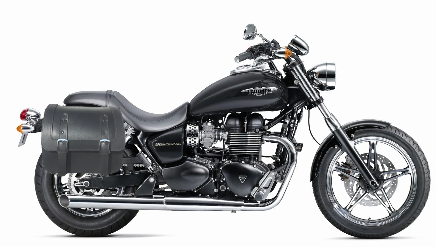 706F- Triumph SpeedMaster Hardbody leather Saddlebags with Quick Release & Lodge Mounting