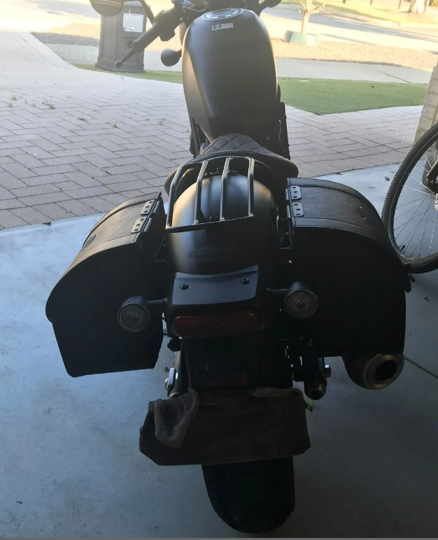 1222L- Saddleline Honda Rebel 500 and 1100 Saddlebags With Complete Quick Detachable Mounting Hardware. - Image 2