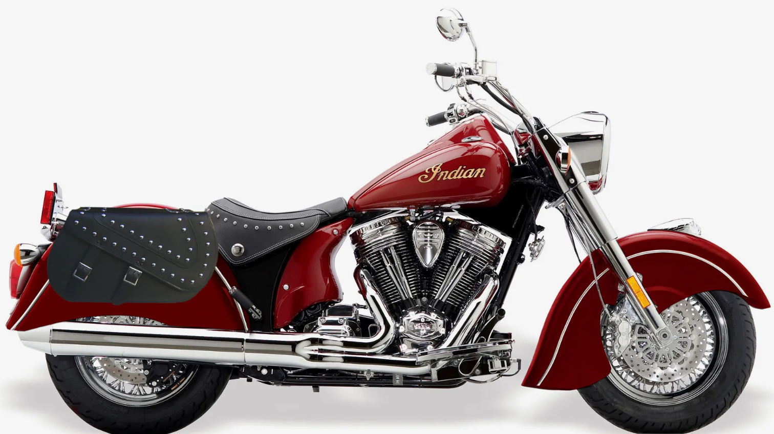 506ST- Saddleline Indian Chief Classic Saddlebags in Leather & Hard Body With Quick detach mounting Brackets - Image 8
