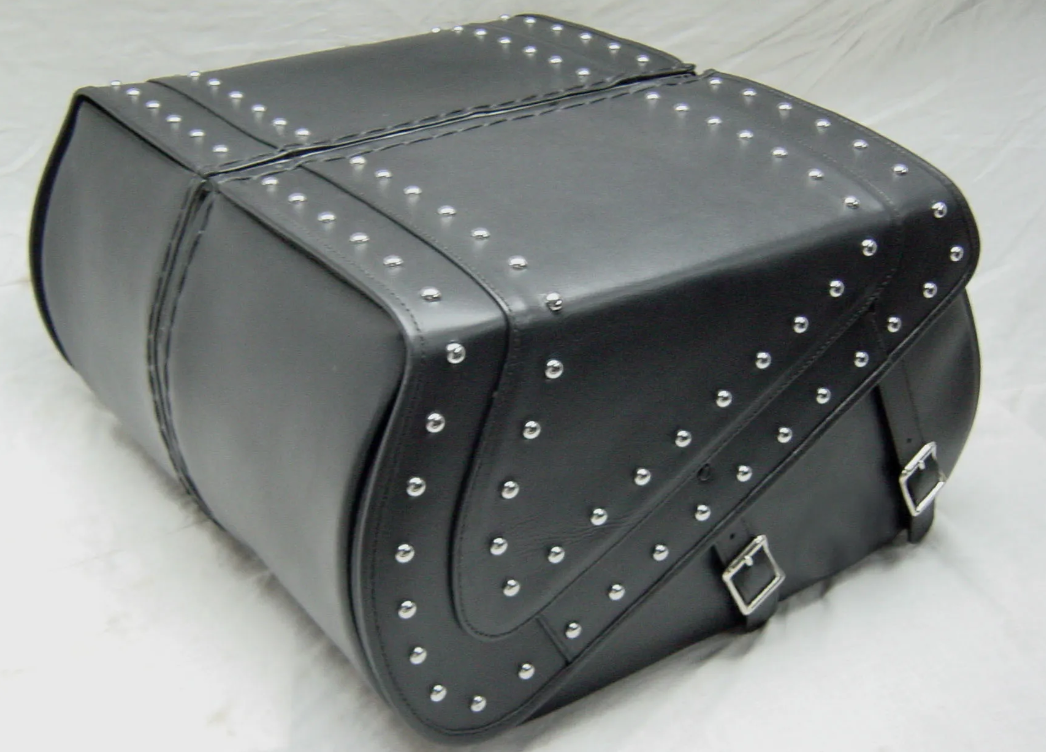 506ST- Saddleline Indian Chief Classic Saddlebags in Leather & Hard Body With Quick detach mounting Brackets - Image 2