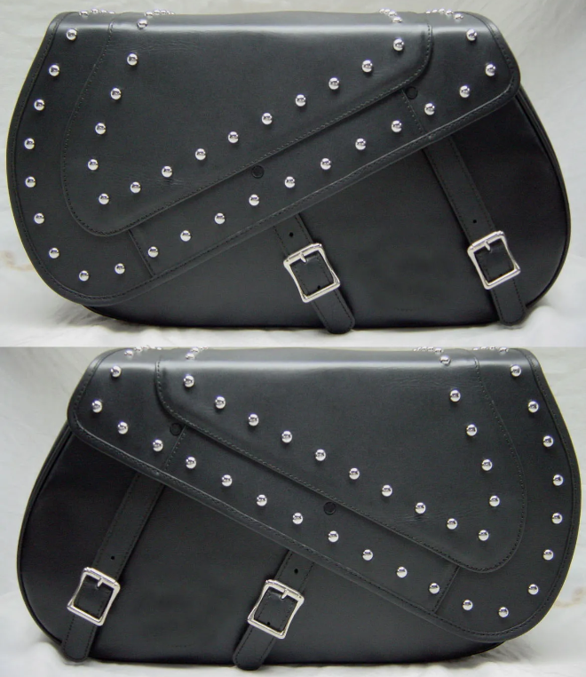506ST- Saddleline Indian Chief Classic Saddlebags in Leather & Hard Body With Quick detach mounting Brackets - Image 4