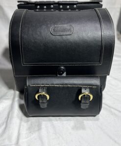Alternative view of 400L-CUSTOM- Saddleline Harley-Davidson Softail Fat Bob FXFB FXFBS Saddlebags with Quick Mounts & Handle Bar tool bag