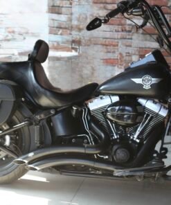 444E3B- Saddleline Harley-Davidson Saddlebags for Softail Fat Boy FLSTF & FLSTFB With Quick Detaching Mounts.
